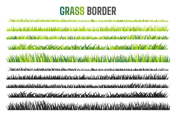 草原の境界線ベクトルパターン春の緑の芝生世界的な生態系への配慮の概念 — ストックベクタ