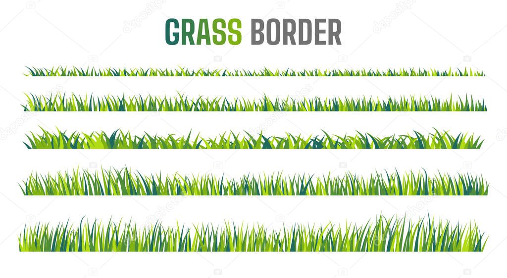 Grassland border vector pattern Green lawn in spring The concept of caring for the global ecosystem