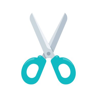 Vektör karikatür yeşil kağıt kesme makası beyaz arkaplanda izole