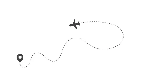 Rutas Avión Icono Del Vector Viaje Viaje Desde Punto Inicio — Archivo Imágenes Vectoriales