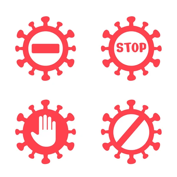 Óvakodj Vírusveszélyektől Jelek Tiltják Koronavírust Kórokozók Átvitelének Leállítása — Stock Vector
