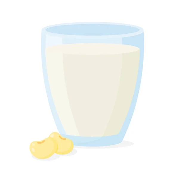 Sabahleyin Içmek Için Soya Fasulyeli Soya Sütü Temiz Bir Bardağa — Stok Vektör