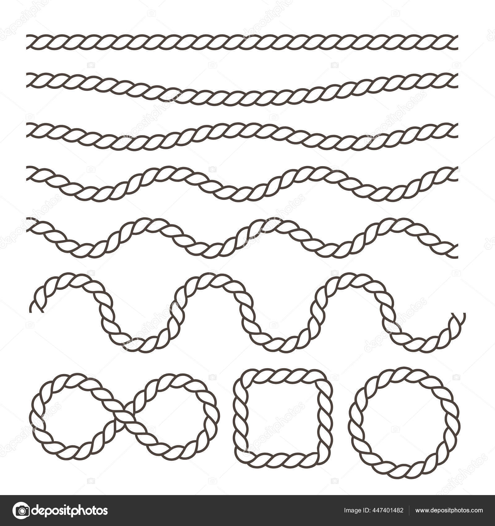 Swaying Black Nautical Rope Border Vector Text Frames Stock Vector by  ©CRStocker 447401482