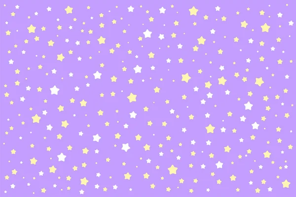 Muitas Estrelas Amarelas Brilhantes Lindo Fundo Púrpura Pastel Para Bebês — Vetor de Stock