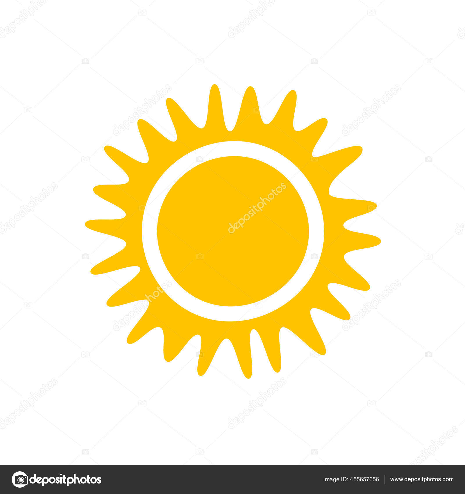 Vektor Kartun Matahari Kuning Sinar Cahaya Bersinar Untuk Memanaskan Musim Stok Vektor CRStocker 455657656