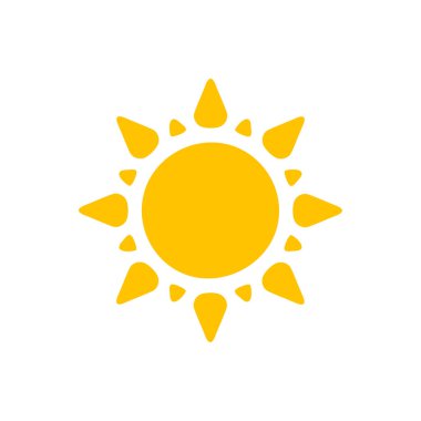 Vektör çizgi film sarı güneş ışığı yazı ısıtmak için parlıyor. Beyaz arkaplanda izole.