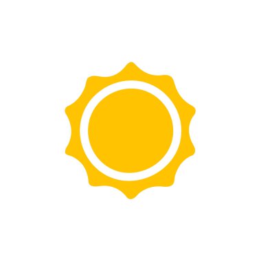 Vektör çizgi film sarı güneş ışığı yazı ısıtmak için parlıyor. Beyaz arkaplanda izole.