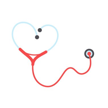 Steteskop hemşiresi. Kalp şeklinde kıvrılan tıbbi bir steteskop. Sağlık hizmeti kavramı..