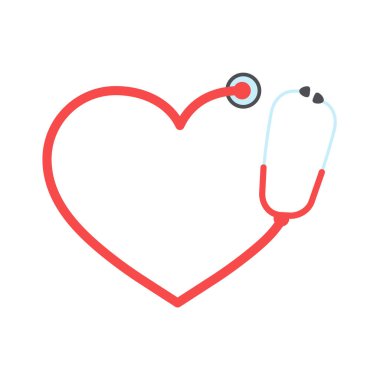 Steteskop hemşiresi. Kalp şeklinde kıvrılan tıbbi bir steteskop. Sağlık hizmeti kavramı..