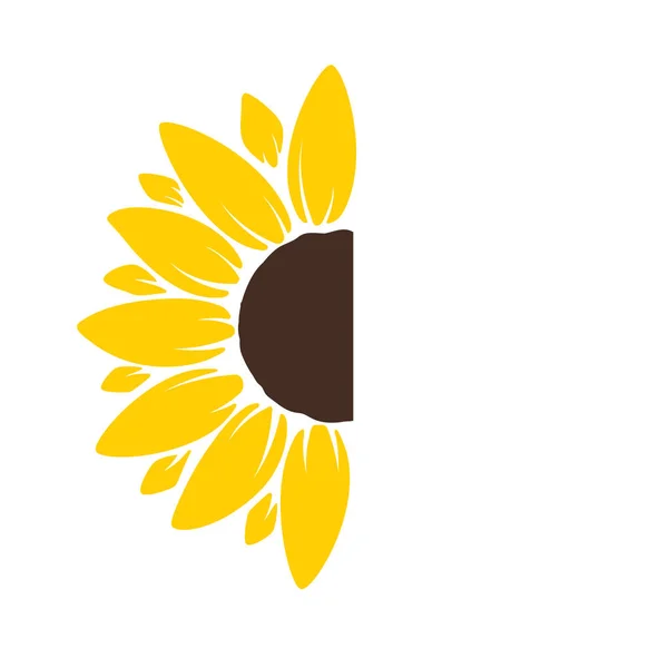 Vektorově Žlutá Slunečnice Slunečnice Silueta Textový Rám Izolované Bílém Pozadí — Stockový vektor