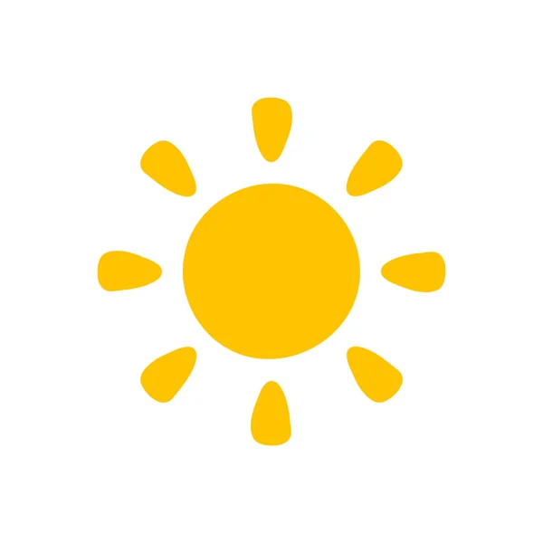 반투명 노란색 태양은 여름을 따뜻하게 광선을 방출한다 배경에 고립됨 — 스톡 벡터