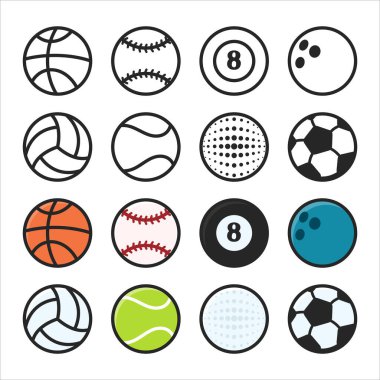 Çeşitli spor etkinlikleri için Vektör Nesneler Küresel futbol topları. Beyaz arkaplanda izole.
