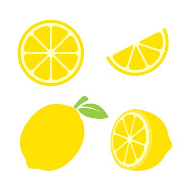 Sarı limon vektörü. Limon ekşi ve yüksek C vitamini içeren bir meyvedir. Taze hissetmeye yardımcı olur..