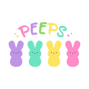 Easter Peeps. Simple Rabbit Vector Various colors made from candy and marshmallows. For celebrating Easter. vector