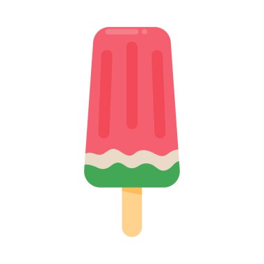 Vektör dondurma. Meyve ve waffle külahından yapılmış tatlı dondurma. Yazın ferahlatıcı.