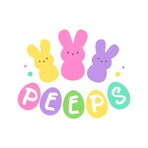 Peeps Pâques Simple Rabbit Vector Différentes Couleurs Base Bonbons Guimauves — Image vectorielle