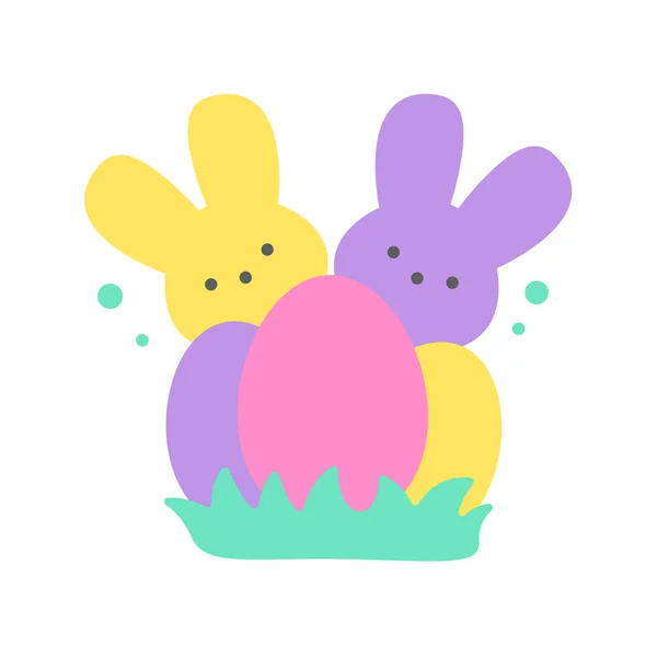 Osterpech Simple Rabbit Vector Verschiedene Farben Aus Bonbons Und Marshmallows — Stockvektor