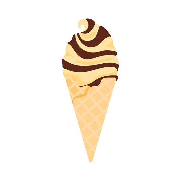 病媒冰淇淋 甜甜的冰淇淋是由水果和华夫饼制成的 夏天还在更新 — 图库矢量图片