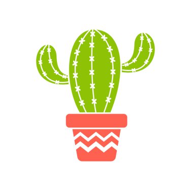 Saksı bitkisindeki vektör kaktüs. Kaktüs. Yetiştirmek için popüler olan çeşitli sulu bitkiler.