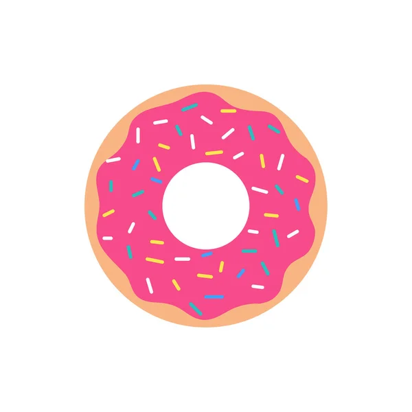 Vector Rosado Donut Fresa Sabor Mordido Espolvorear Corteza Parte Superior — Archivo Imágenes Vectoriales