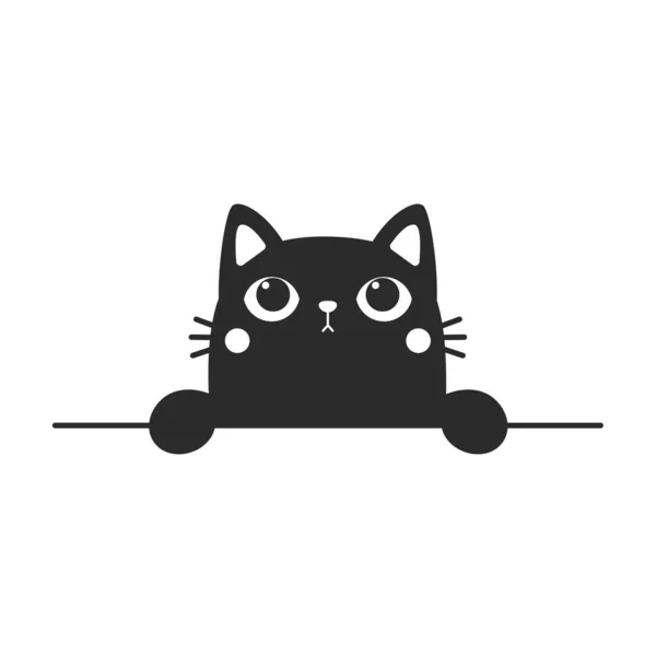 Vector Cartoon Silhouette Der Schwarzen Katze Winkt Die Wand Winkt — Stockvektor