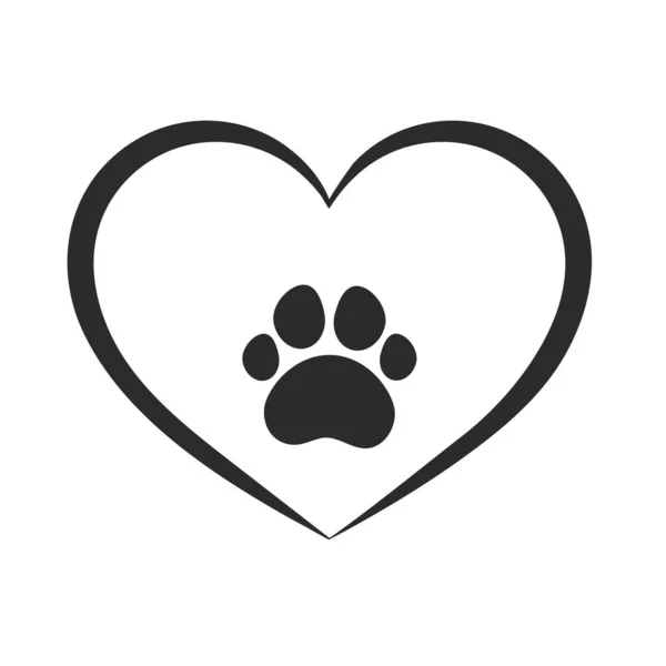 Векторный Дизайн Любит Собак Сердце Кость Плавающие Собачьи Лапки Зоомагазинов — стоковый вектор
