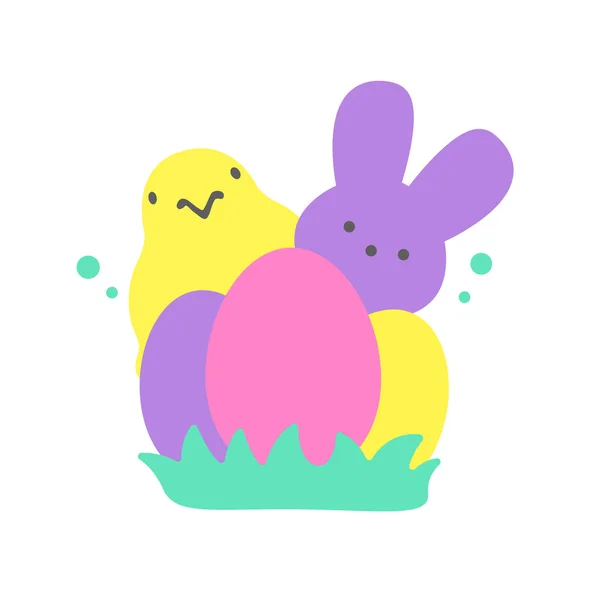 Pascuas Simple Rabbit Vector Varios Colores Hechos Dulces Malvaviscos Para — Vector de stock