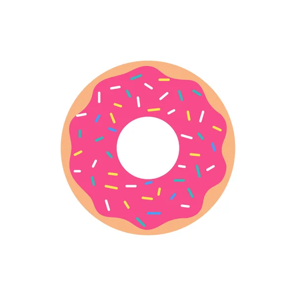 Vector Rosado Donut Fresa Sabor Mordido Espolvorear Corteza Parte Superior — Vector de stock