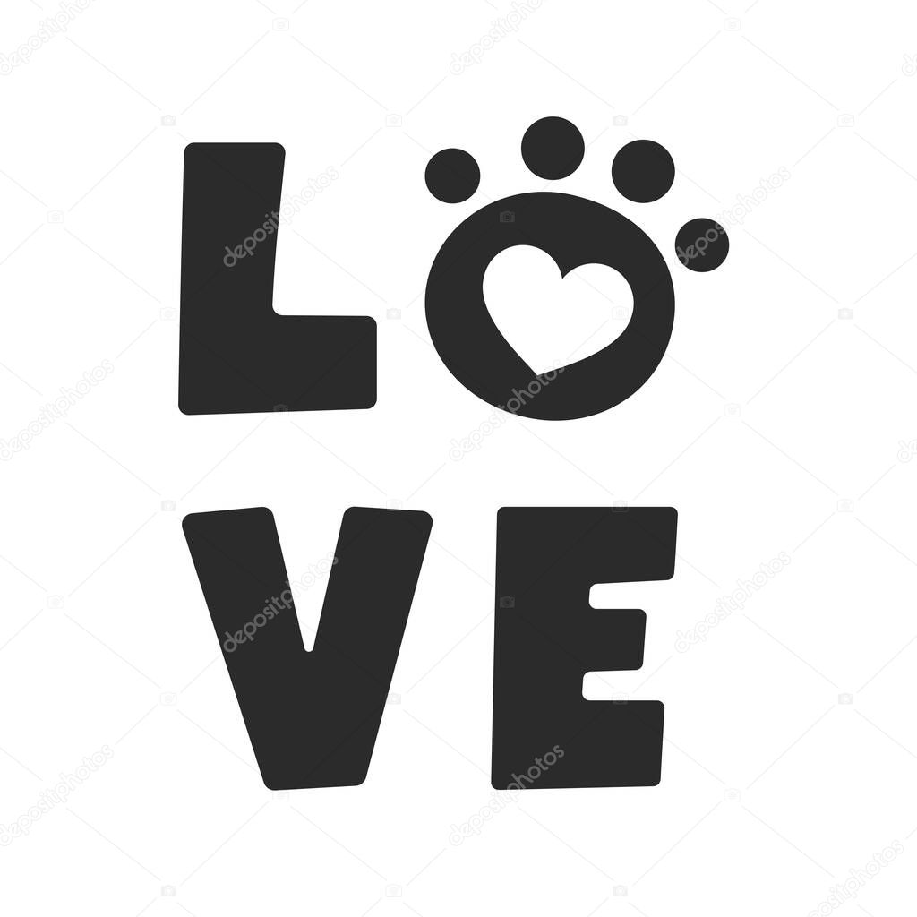 Vector design loves dogs. Heart, bone and floating dog feet for pet supplies stores.