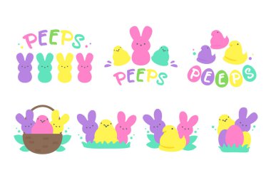 Easter Peeps. Simple Rabbit Vector Various colors made from candy and marshmallows. For celebrating Easter. vector Easter Peeps. Simple Rabbit Vector Various colors made from candy and marshmallows. For celebrating Easter. vector