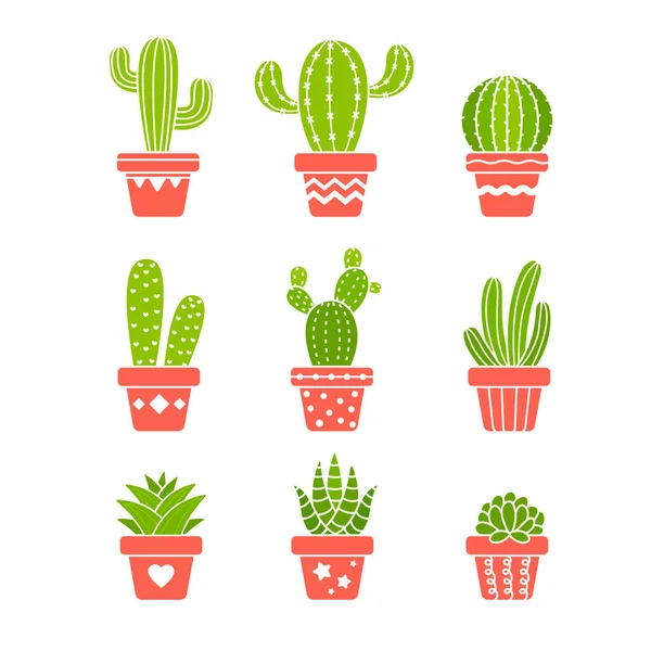 Cactus Vecteur Dans Une Plante Pot Cactus Une Variété Plantes — Image vectorielle