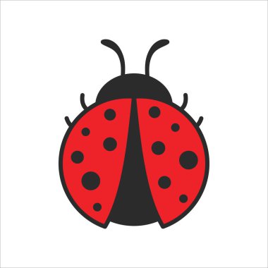 Vektör çizgi filmi şirin siyah benekli kırmızı uğur böceği arka planda izole edildi