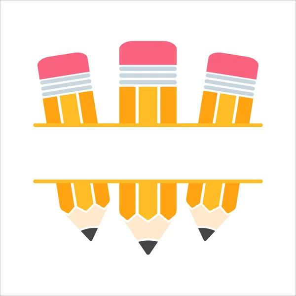 Crayon Bois Jaune Vectoriel Avec Gomme Retour Avec Une Étiquette — Image vectorielle