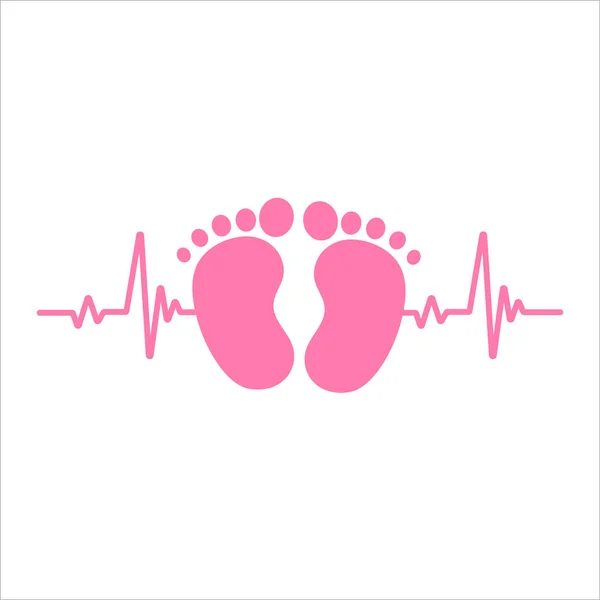 Vector Design Newborn Baby Footprints Heart Shape Leave Space Adding — Stock Vector