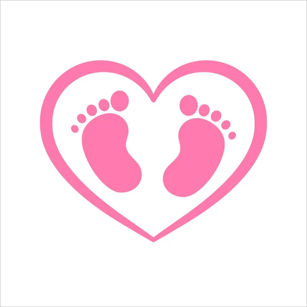 Vector Design Newborn Baby Footprints Heart Shape Leave Space Adding — Stock Vector