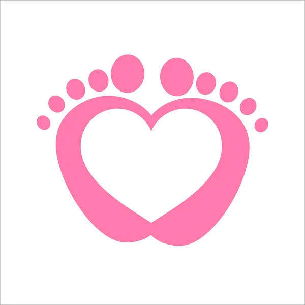 Vektor Design Von Neugeborenen Baby Fußabdrücken Mit Herzform — Stockvektor