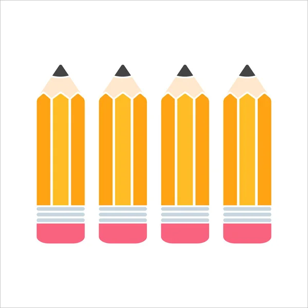 Vector Yellow Wooden Pencil Radiergummi Back Mit Einem Etikett Zum — Stockvektor