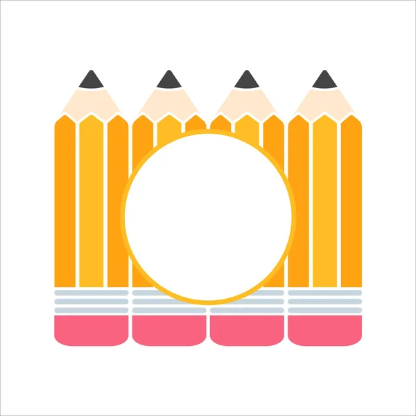 Crayon Bois Jaune Vectoriel Avec Gomme Retour Avec Une Étiquette — Image vectorielle