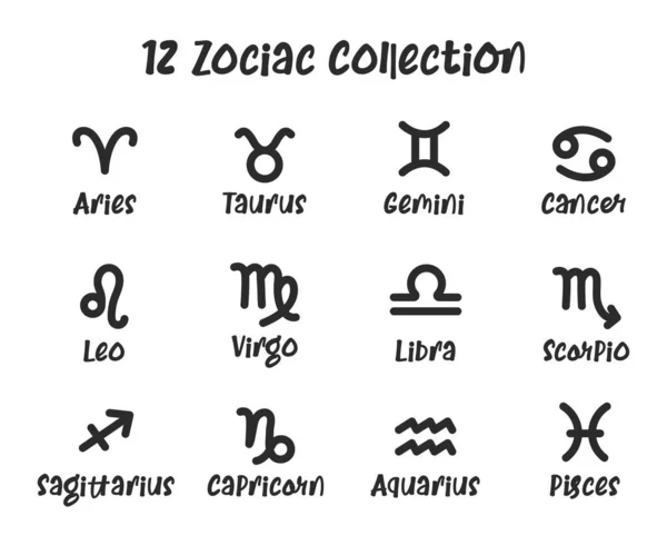 Signos Zodíaco Estudo Posição Dos Corpos Celestes Vários Signos Zodíaco — Vetor de Stock