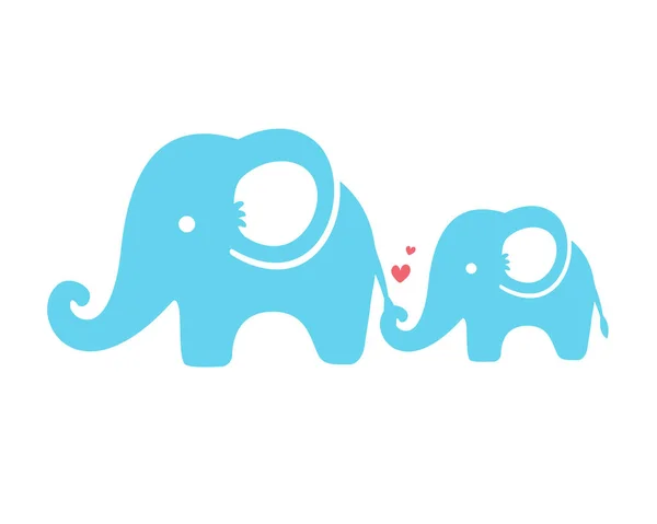 Μητέρα Και Γιος Ελέφαντες Περπατούν Μαζί Σορτσάκι Και Την Ουρά — Διανυσματικό Αρχείο