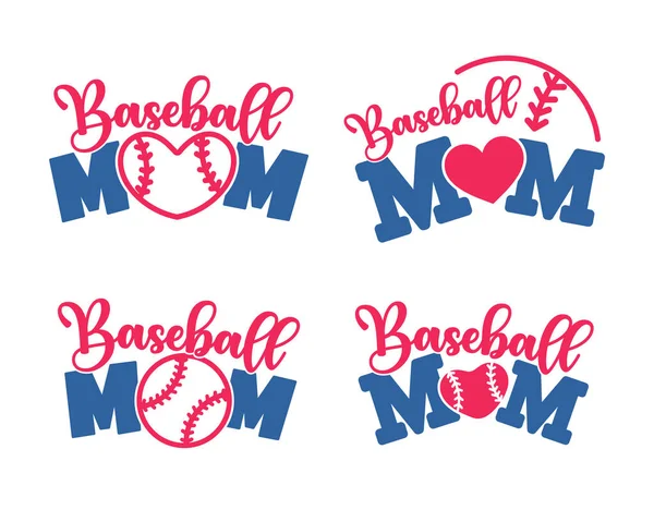 Смс Дизайн Бейсбольної Мами Люблю Маму День Матері Ізольовані Білому — стоковий вектор