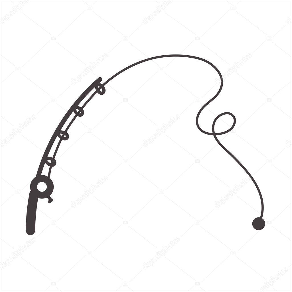 Vector fishing hook silhouette The concept of fishing lovers Isolated on white background