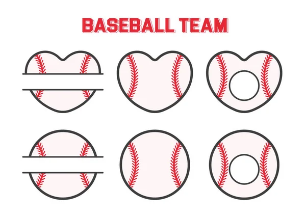 Vector Sports Monogram Baseball Ball Text Box Leave Place Team — Stock Vector