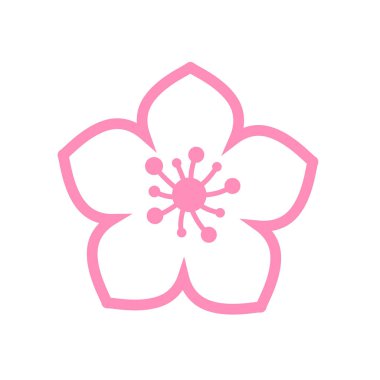 Kiraz çiçeği vektörü Pembe kiraz çiçekleri beyaz arkaplanda yalnız çiçek açıyor