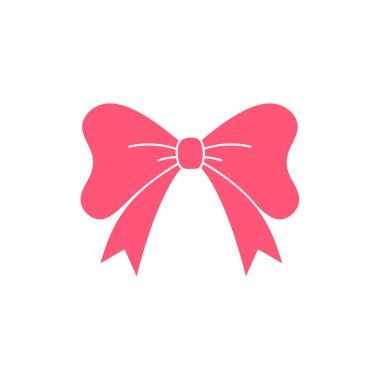 Beyaz arkaplanda izole edilmiş çeşitli şekillerde pembe yay tasarımı