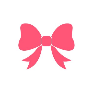 Beyaz arkaplanda izole edilmiş çeşitli şekillerde pembe yay tasarımı