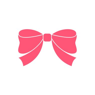 Beyaz arkaplanda izole edilmiş çeşitli şekillerde pembe yay tasarımı