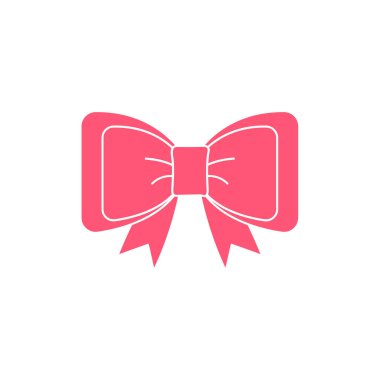 Beyaz arkaplanda izole edilmiş çeşitli şekillerde pembe yay tasarımı