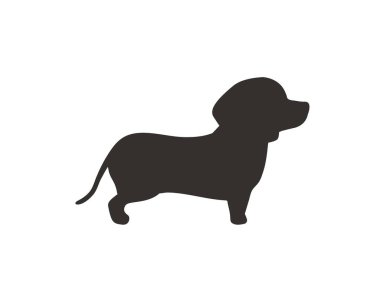 Dachshund köpek siluetleri köpek severler için çeşitli pozlarda koşuşturuyor
