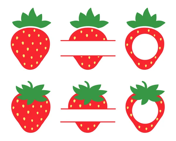 Red Strawberry Fruit Leave Space Adding Text Isolated White Background — Stock Vector